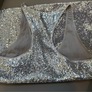 W by WORTH Silver Sequin Tank